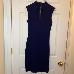 Navy Fitted Sleeveless Midi Dress